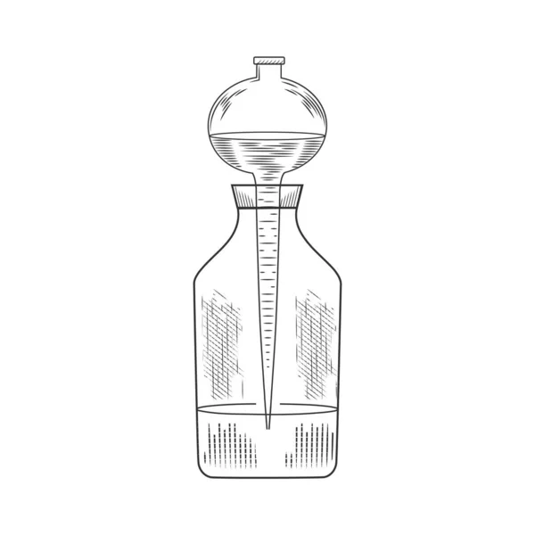 Vector Pharmaceutical Glass Flasks Beakers Test Tubes Old Engraving Style — Stock Vector