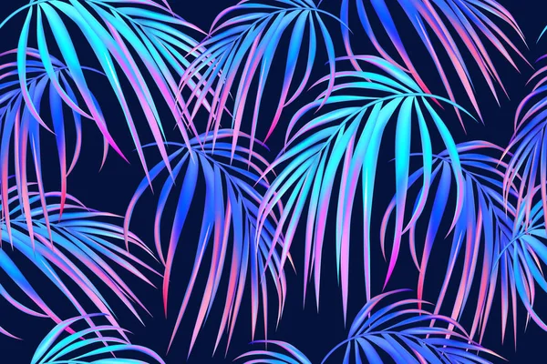 Zomer Exotische Botanische Gebladerte Fluorescerende Vectoren Kleuren Jungle Paarse Neon — Stockvector