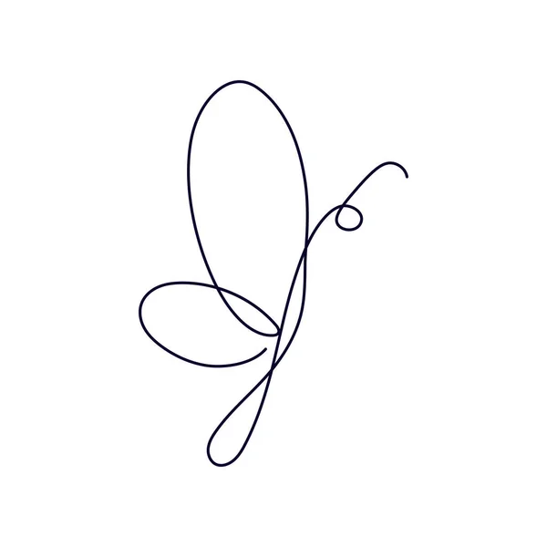 Element Geïsoleerd Witte Achtergrond Voor Logotip Tatoeage Vliegende Vlinder Continue — Stockvector