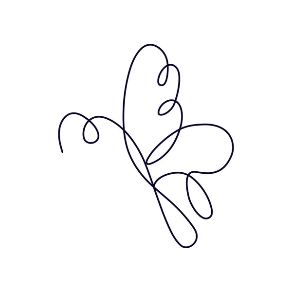 在白色背景上分离的元素 用于自负或纹身 飞蝴蝶连续画线 流行的轮廓风格中的矢量图解简单形式 — 图库矢量图片