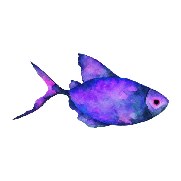 Unterwasserwelt Des Meeres Oder Ozeans Aquarell Tropische Fische — Stockfoto