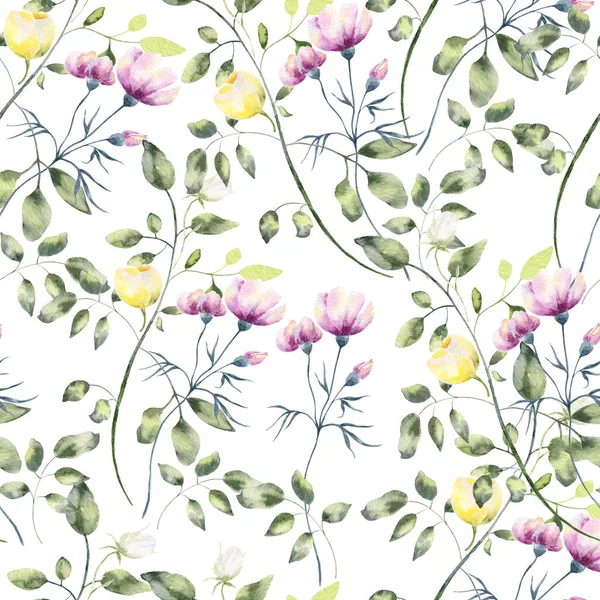 Botanische Komposition Für Hochzeit Oder Grußkarte Florales Nahtloses Muster Mit — Stockfoto