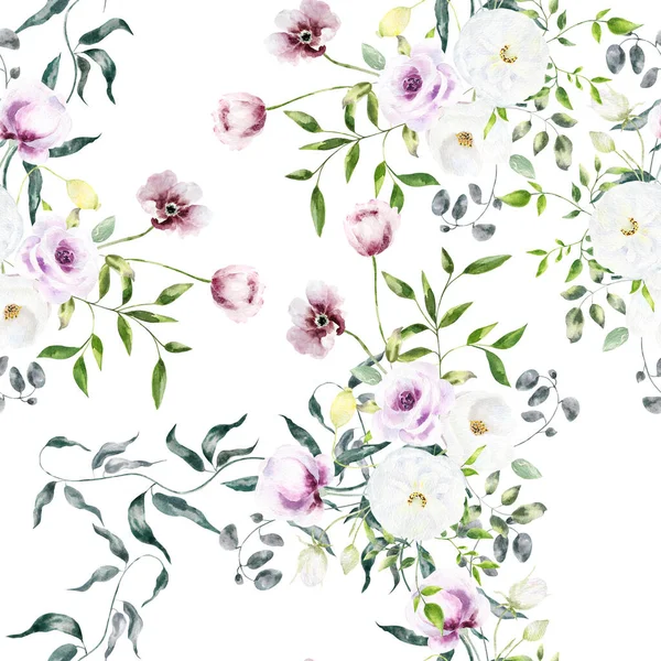 Composición Botánica Para Boda Tarjeta Felicitación Patrón Sin Costura Floral — Foto de Stock