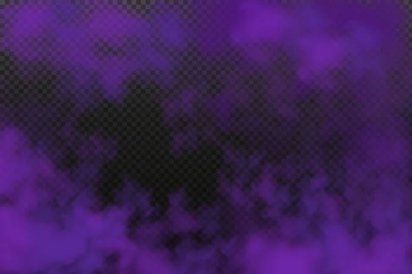 紫色有毒气体 灰尘和烟雾的效果 现实的 可怕的万圣节夜晚的神秘雾 — 图库矢量图片