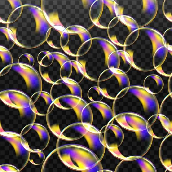 Reaistic Colorido Balls Vector Texture Set Bolhas Sabão Transparentes Fundo —  Vetores de Stock