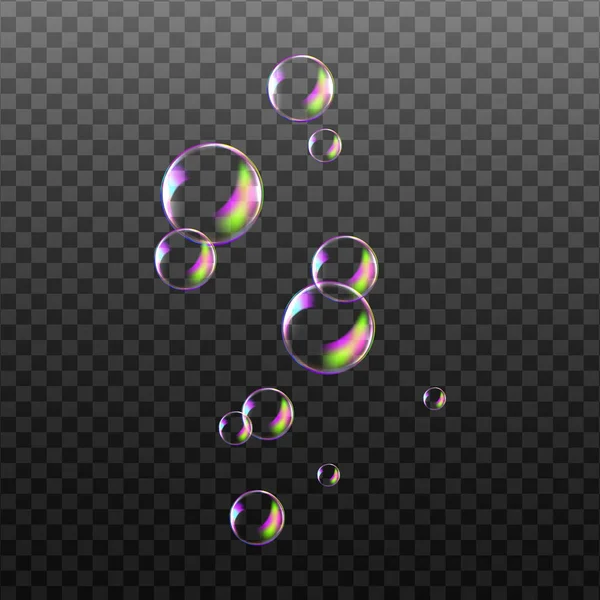 Balles Couleur Réaistique Texture Vectorielle Ensemble Bulles Savon Transparentes Sur — Image vectorielle