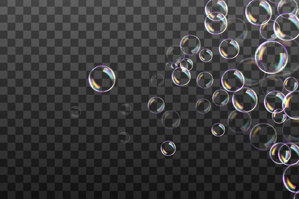 Reaistic Colored Balls Transparent Colored Soap Bubbles Vector Texture — Vector de stock