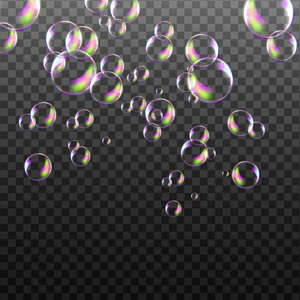 Reaistic Colored Balls Transparent Colored Soap Bubbles Vector Texture — Image vectorielle