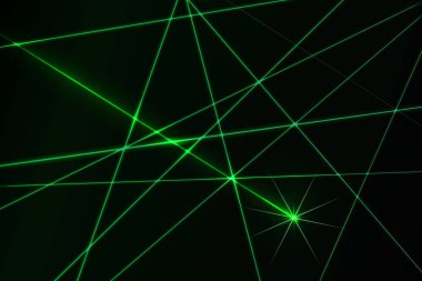 Lazer alanı. Karanlık bir arkaplanda ışıldayan lazer ışınları. Sanat tasarımı ışık ışını..