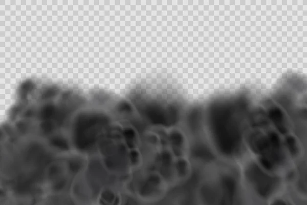 Realistic Vector Isolated Transparent Background Dust Black Cloud Particles Dirt — Vetor de Stock
