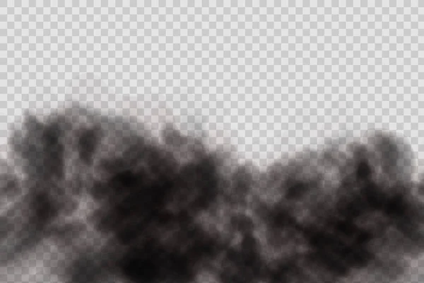 Realistic Vector Isolated Transparent Background Dust Black Cloud Particles Dirt — Stock vektor