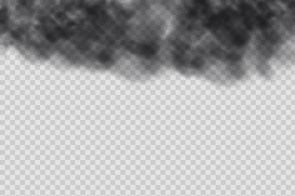 Realistic Vector Isolated Transparent Background Dust Black Cloud Particles Dirt — Vetor de Stock