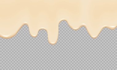 Spreading cheese, cream, milk, cream or yogurt.Flowing realistic liquid mayonnaise on transparent background.