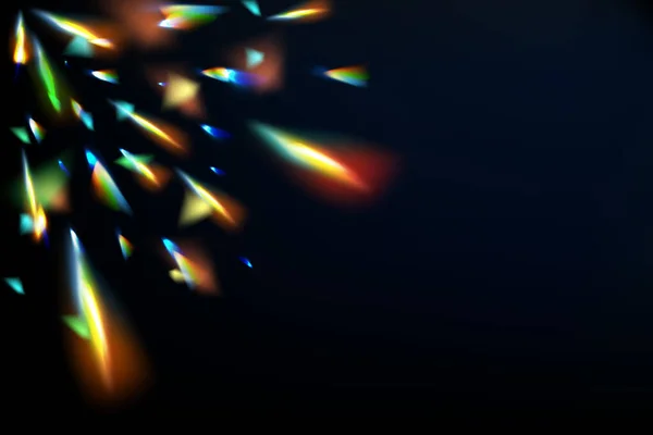 Glare Reflection Water Glass Rainbow Highlights Black Background Glittering Particles — 图库矢量图片