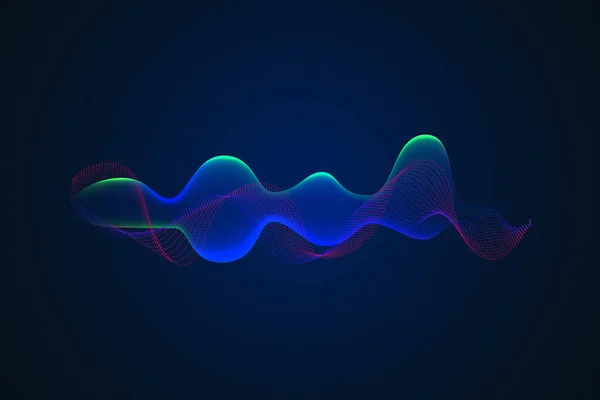 Abstract Blue Digital Equalizer Indicators Sound Wave Illustration Dark Background — Stok Vektör
