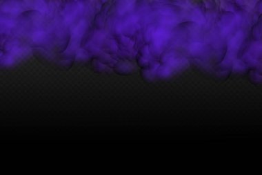 Purple poisonous gas, dust and smoke effect.Realistic scary mystical violet fog in night Halloween.