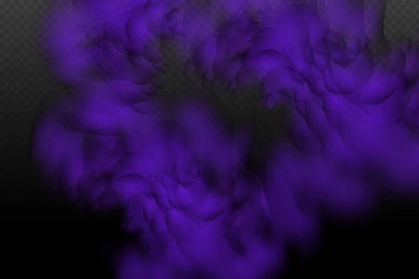 紫色有毒气体 灰尘和烟雾的效果 现实的 可怕的 神秘的 紫色的雾在万圣节的夜晚 — 图库矢量图片