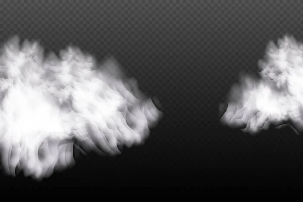 Set Cloudy Sky Smog City Set White Vector Cloudiness Fog — Image vectorielle