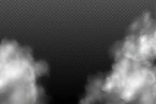 Set Cloudy Sky Smog City Set White Vector Cloudiness Fog — Vector de stock