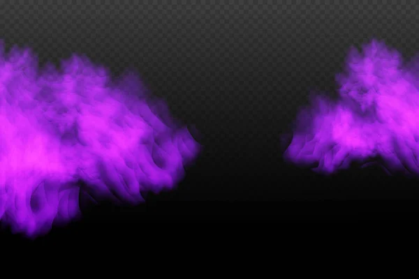 Purple Poisonous Gas Dust Smoke Effect Realistic Scary Mystical Violet — Stockvector