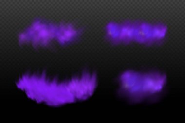 Purple poisonous gas, dust and smoke effect.Realistic scary mystical violet fog in night Halloween.