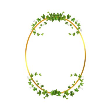 Abstract invitation design with leaves, tvigs and geometric frame.Golden frame with green branch.Herbal minimalistic vector frame.Greenery wedding square invitation.