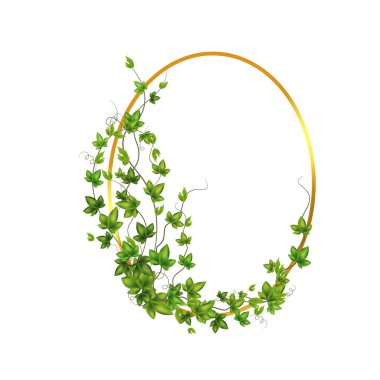 Abstract invitation design with leaves, tvigs and geometric frame.Golden frame with green branch.Herbal minimalistic vector frame.Greenery wedding square invitation.