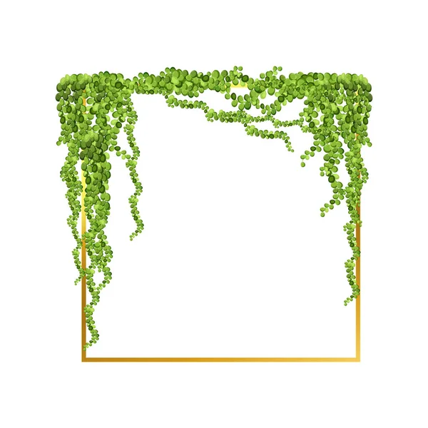 Abstract Invitation Design Leaves Tvigs Geometric Frame Golden Frame Green — Διανυσματικό Αρχείο