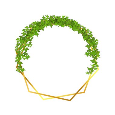 Decorative column for garden or home.Green vine, creeper or ivy hanging from above or climbing the wall.Template on white background