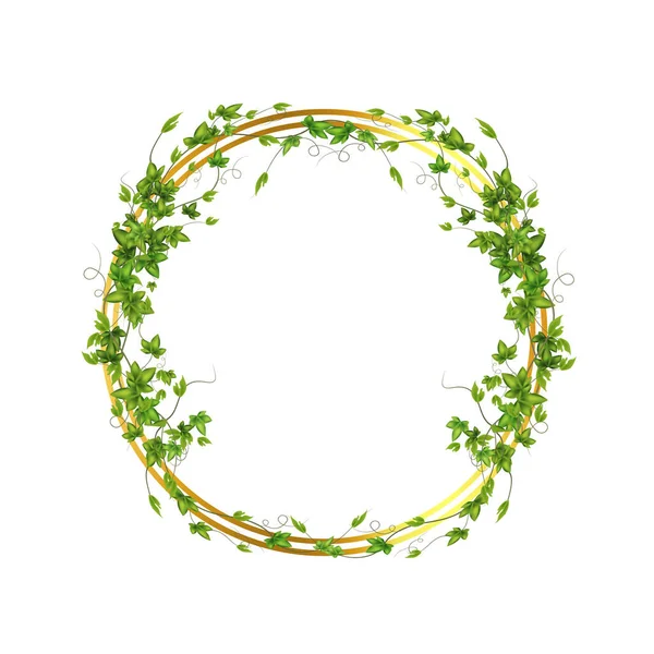 Abstract invitation design with leaves, tvigs and geometric frame.Golden frame with green branch.Herbal minimalistic vector frame.Greenery wedding square invitation.