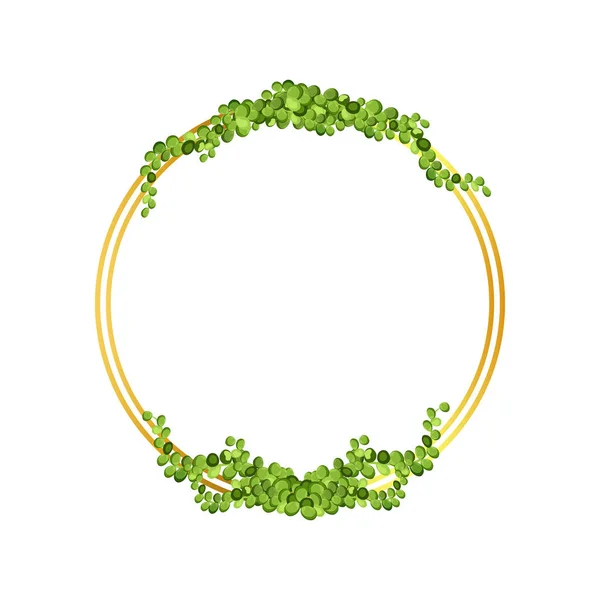 Abstract Invitation Design Leaves Tvigs Geometric Frame Golden Frame Green — Image vectorielle