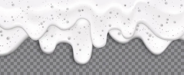 Shampoo Bubbles Texture Bath Foam Isolated Transparent Background Flowing Shampoo — Stock Vector