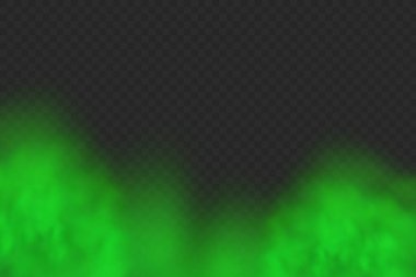 Realistic vector isolated on transparent background. Dust green poisonous cloud with particles with dirt,cigarette smoke and smog. Concept air pollution,big explosion.
