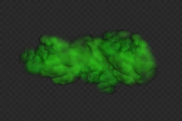 Realistic Vector Isolated Transparent Background Dust Green Poisonous Cloud Particles — Stok Vektör