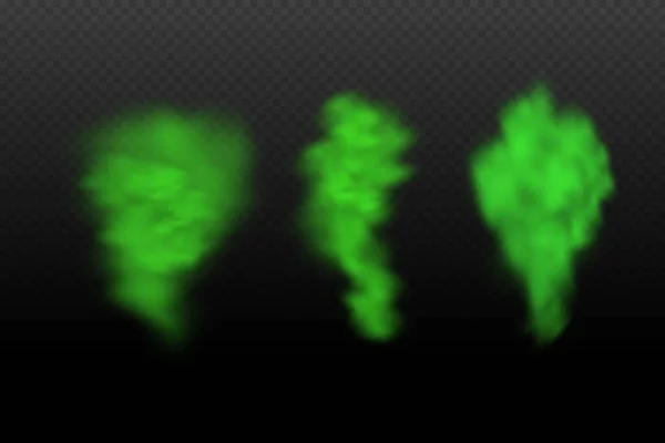 Realistic Vector Isolated Transparent Background Dust Green Poisonous Cloud Particles — Image vectorielle