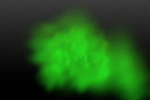 Realistic Vector Isolated Transparent Background Dust Green Poisonous Cloud Particles — Stock vektor