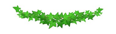 Decoration for garden or home.Green vine, creeper or ivy hanging from above or climbing the wall.Template on white background.