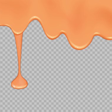 Sosis, krema, süt veya yoğurt yayılıyor. Şeffaf arkaplanda gerçekçi sıvı karamel akışı.
