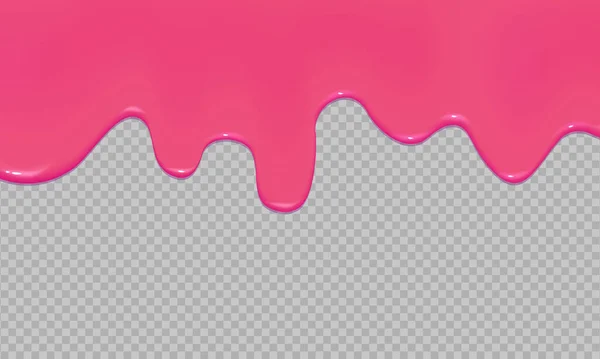 Капающий Глянцевый Розовый Slime Flowing Реалистичный Розовый Сладкий Таяние Обледенение — стоковый вектор