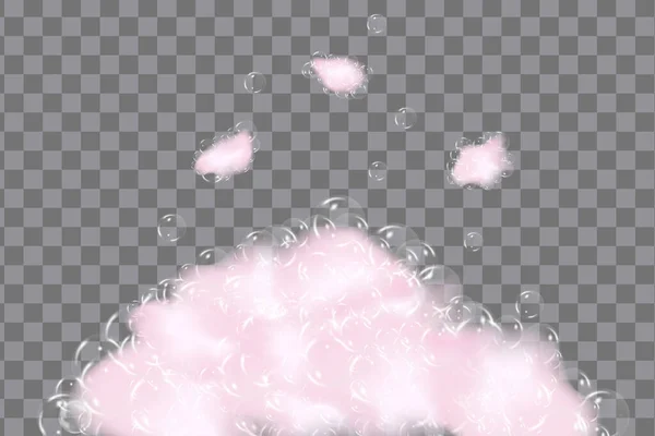 Shampoo Bubbles Texture Set Bath Pink Foam Isolated Transparent Background — Stock Vector