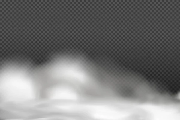 Nubosidad Vectorial Blanca Niebla Humo Sobre Fondo Oscuro Cuadros Anillos — Vector de stock