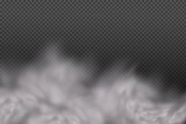 Nuageux Vecteur Blanc Brouillard Fumée Sur Fond Carreaux Foncés Ciel — Image vectorielle