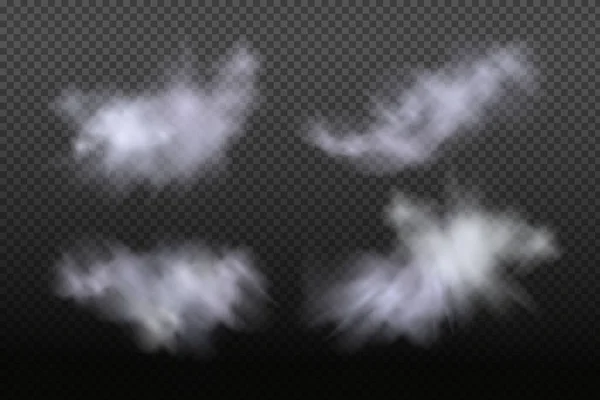 Nubosidad Vectorial Blanca Niebla Humo Sobre Fondo Oscuro Cuadros Cielo — Archivo Imágenes Vectoriales