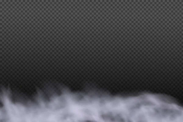 Nuageux Vecteur Blanc Brouillard Fumée Sur Fond Carreaux Foncés Ciel — Image vectorielle
