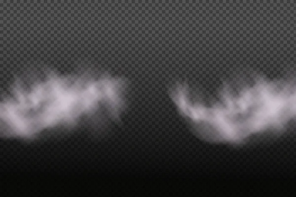 Nubosidad Vectorial Blanca Niebla Humo Sobre Fondo Oscuro Cuadros Cielo — Archivo Imágenes Vectoriales