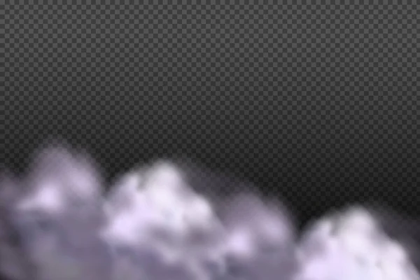 Белая Векторная Облачность Туман Дым Темном Клетчатом Фоне Облачное Небо — стоковый вектор