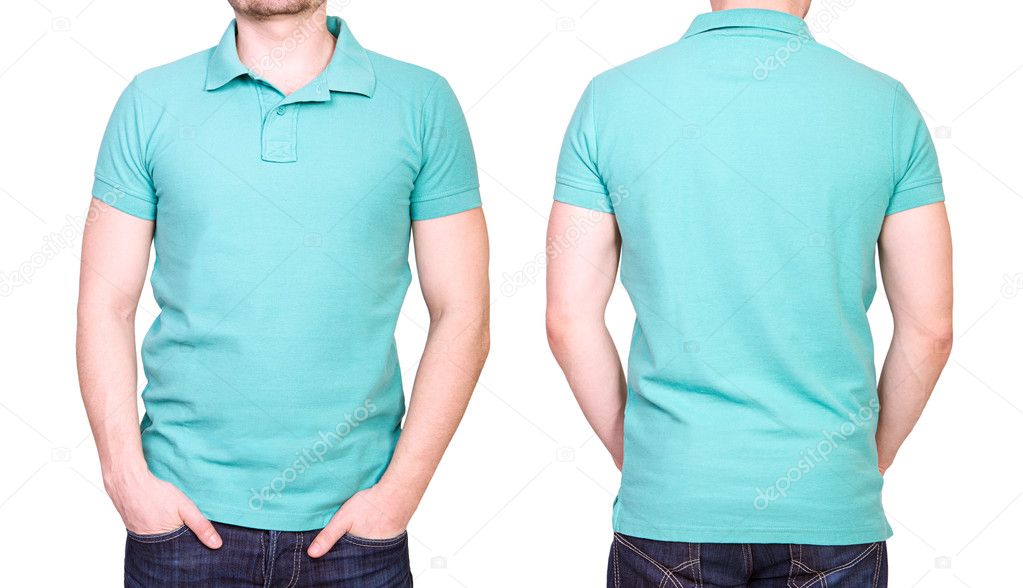 Cyan polo shirt on a young man template Stock Photo by ©rsedlacek 42554031