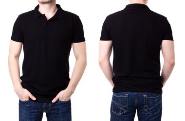Black polo shirt on a young man template clipart