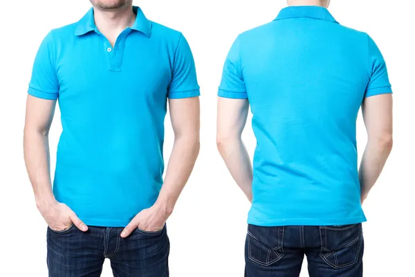Modré tričko s límečkem na šabloně mladý muž Royalty Free Stock Fotografie