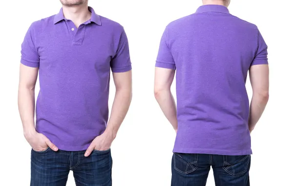 Purple polo shirt on a young man template — Stock Photo, Image